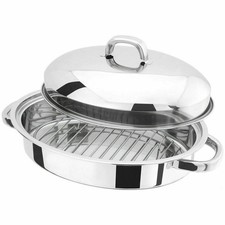Stainless Steel Roasting Mini Oven Pan Dish Meat Roaster Tin Grill Rack Set Lid Mini / Midi Ovens price