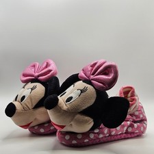 Kids Minnie Mouse Plush Slippers Pink Polka Dot Bow Sock Top Girls Size 9/10 Meisjes slippers price