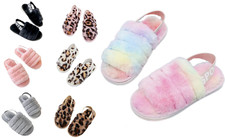 GIRLS FLUFFY SLIPPERS SOFT CHILDREN WARM COSY FAUX FUR KIDS HOME SANDALS Meisjes slippers price