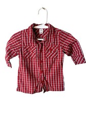 Baby Gap Baby Boys Red Plaid Button Up Shirt 3–6 Months Cotton Baby Shirt price