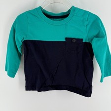 Gap Color Block Pocket Tee Shirt Baby 12-18 Months Turquoise Navy Blue Cotton Baby Shirt price