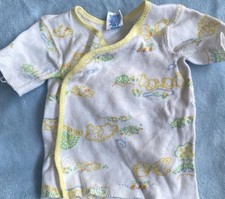 Vtg Carters Baby Cotton side snap Tee Shirt Undershirt White Yellow 6 Mos Baby ondershirt price