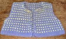 Crocheted Baby Cardigan Vest Blue & Yellow Sleeveless Sweater Vest 11"x 7.5" Baby trui price