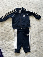 adidas Baby 2-Piece Tracksuit Set Full Zip Jacket & Trousers Navy/White 0-3M Baby trainingspak price