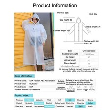 1PC Non-disposable Portable Adult Raincoat Eva Poncho Outdoor Travel Raincoat & Poncho (Outdoor) price