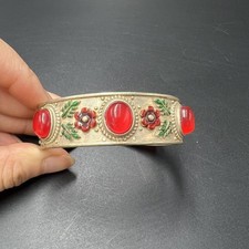 Inlaid Gemstone Bracelet, Tibetan Silver Ethnic Style Bracelet Etnische armband price