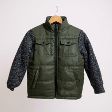 ROK Boys Coat Hooded Zip Puffer Jacket Green Thick Sweater Sleeves Size S (8) Jongens jas price