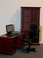 Dollhouse Miniature Office Executive Desk Set Mahogany 1:12 one inch scale A64 Executive meubels Set price
