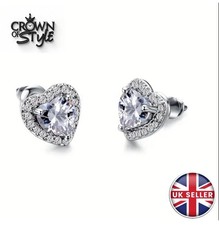Gorgeous Small Heart Diamond Stud 925 Sterling Silver Earrings - Diamant Oorbellen price