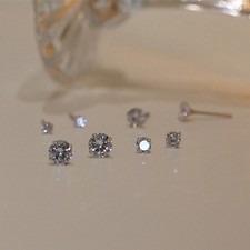 1Pair Silver Classic Four Prong Diamond Simple Zircon Stud Earrings For Women Diamant Oorbellen price
