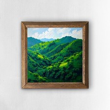 Green Serenity Wall Art Wood Framed Wall Decor Print On Natural Stone Cozy Gift Natural steen Muur kunst price