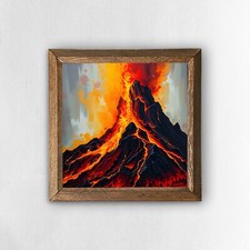 Volcano Wall Art Wooden Framed Wall Decor Print On Natural Stone Cozy Gift Natural steen Muur kunst price