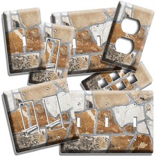 RUSTIC NATURAL STONE TILE STYLE LIGHT SWITCH OUTLET PLATE ROOM KITCHEN ART DECOR Natural steen Muur kunst price