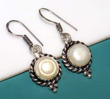 925 Silver Plated Pearl Earrings 1.4" New Year Jewelry Limited Stock Deal AU K29 Pearl Oorbellen price
