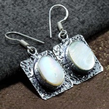 925 Silver Plated Mother Of Pearl Jewellery Earrings Size 1.5" AU P073 Pearl Oorbellen price