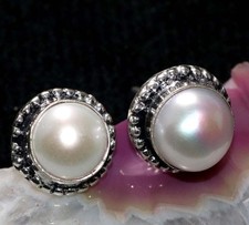 Handmade Stud Round Pearl Earrings 10X10mm Gift For Girlfriend Trendy AU G907 Pearl Oorbellen price