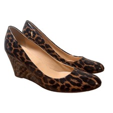 J. Crew Womens Shoes Sz 8 Leopard Martina Patent Wedge Heels Closed Toe Animal Wedge Heels price