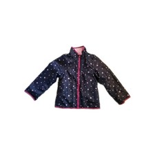 Kids Little Girls Light Weight Coat Jacket Navy Blue Pink Inside Stars Sz. M Meisjes Jas price