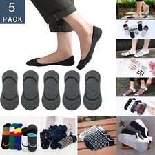 5 Pack Mens Invisible No Show Nonslip Loafer Low Cut Solid Stripe Cotton Socks Heren Sokken Set price