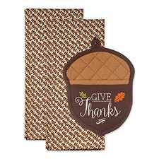 DII Fall Kitchen Textile Set Acorn Dishtowel Potholder 3 Piece Keuken textiel Set price