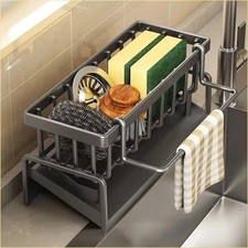 Sponge Holder Kitchen Sink Caddy Organizer with Self-draining Tray Towel Rack Corner Plank & Sponge Houder price