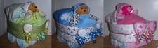 Baby Shower Bear Diaper Bassinet, Hat, Gloves, Pacifier, Burp Cloth, Lollipop Baby Handschoenen price