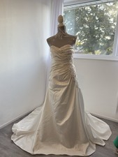Brides of Bond Street Ivory Satin Wedding Dress Size Small UK 8 Bridal Gown Wedding jurk price