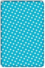 100% COTTON BABY BED FITTED SHEET ,CRIB 90x40cm, Big White Stars on Turquoise Baby Bed Sheet price