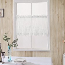 Sheer Embroidered Lace Window Tiers Kitchen Cafe Voile Sheer Curtain 74x61cm Sheer Gordijn price