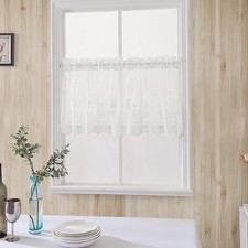 Embroidered Lace Window Voile Sheer Curtain Valance Tiers Sheer Gordijn price