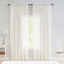 White Vintage Embroidered Lace Floral Window Curtain Panel Tulle Sheer Drapes Sheer Gordijn price