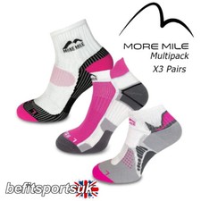 RUNNING SOCKS WOMENS LADIES 3 PAIR SET SOFT COOLMAX MORE MILE JOGGING ANKLE SOCK Dames Sokken Set price