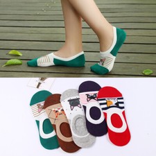 10 Pairs Womens Invisible Nonslip Low Cut 80% Cotton Boat Silicone Socks Cat Dog Dames Sokken Set price