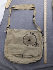 Penny Farthing Bicycle Canvas Messenger Bag Khaki Tan Unisex Prisoner Village Unisex Messenger Tas price