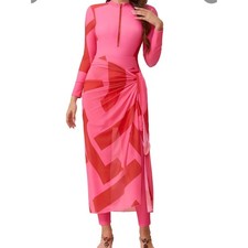Large Burkini Modest Swimsuit Women 4 Piece Set Pink Red Excellent Geometric Modest Swimwear price