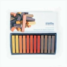 Seawhite Compressed Sketching Stick Set - Pack of 12 Sanguine & Sepia NEW Gouacheverf price