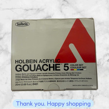 Holbein Artist Acrylic Gouache Primary 5 Tubes Mixing Colors Set D421 NEW SHIP Gouacheverf price