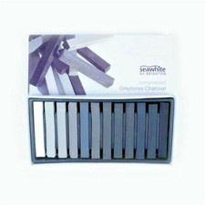 Seawhite Compressed Sketching Stick Set - Pack of 12 White to Black Aka Greytone Gouacheverf price
