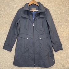 Cole Haan Raincoat Jacket Womens Medium Signature Packable Hooded Navy Blue Dames Raincoat price