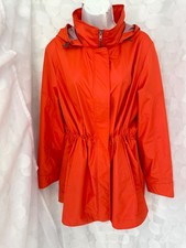 Lands End Womens Orange Red Anorak Raincoat hooded BRIGHT Walking Casual Pockets Dames Raincoat price