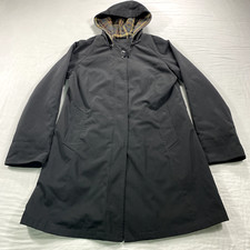Nautica Jacket Womens Medium Black Hood Lined Raincoat Windbreaker Parka Casual Dames Raincoat price