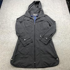 Cole Haan Jacket Womens Small Black Hooded Long Raincoat Trench Zip Lightweight Dames Raincoat price