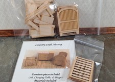 Dollhouse HALF SCALE Furniture KIT Country Nursery Set Crib Playpen Dresser 1:24 Baby Kamer Ladekast price