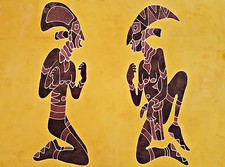 VINTAGE  BATIK INDONESIA TRIBAL ART GRAY YELLOW PAREO BEACH LONG FRINGE SCARF Pareo price