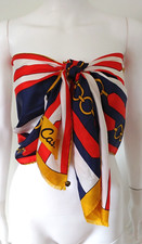 90s Vintage SILK Pareo strapless Top Chain Resort wrap shawl Preppy money scarf Pareo price