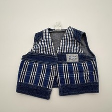 Beluga Blues Vest Boys 6-9 Months Blue Plaid Denim Pullover Collarless Layering Jongens vest price