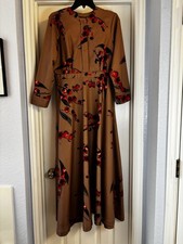Annah Hariri Autumn Cherry Modest Maxi Dress Abaya Size 8 Brown Floral Abaya price