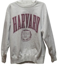 HARVARD UNIVERSITY VE RI TAS LRG Heavyweight Sweatshirt Grey & Burgundy GEAR VTG School Tas price