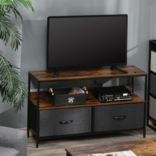 TV Cabinet, TV Console Unit W/ Foldable Linen Drawers, TV Stand Rustic Brown TV Unit / Stand price