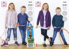 Easy Knit Boys Girls Cardigans & Sweaters Knitting Pattern King Cole Aran 5542 Jongens vesten price